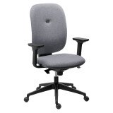 Chaise de bureau Alaia - dossier tissu + paire d'accoudoirs 3D