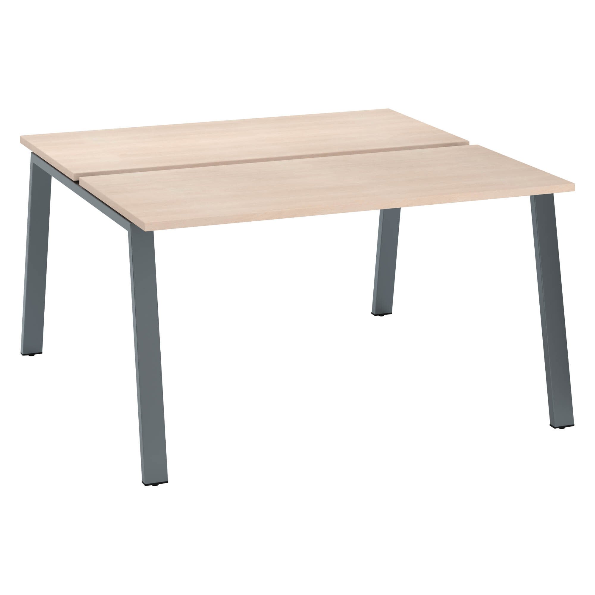 Pôle de 2 bureaux droits chêne clair L 140 x P 60 cm, piétement métal - Arch