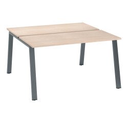 Pôle de 2 bureaux droits chêne clair L 140 x P 60 cm, piétement métal - Arch
