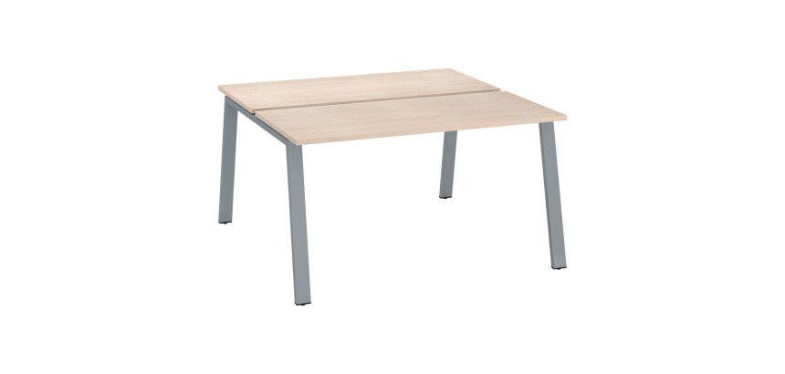 En_pole 2 bureaux chene clair 60x140  aluminium