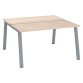 Pôle de 2 bureaux droits chêne clair L 140 x P 60 cm, piétement métal - Arch