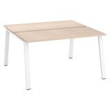 Pôle de 2 bureaux droits chêne clair L 140 x P 60 cm, piétement métal - Arch