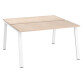 Pôle de 2 bureaux droits chêne clair L 140 x P 60 cm, piétement métal - Arch