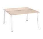 Pôle de 2 bureaux droits chêne clair L 140 x P 60 cm, piétement métal - Arch