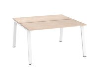 Pôle de 2 bureaux droits chêne clair L 140 x P 60 cm, piétement métal - Arch