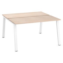 Pôle de 2 bureaux droits chêne clair L 140 x P 60 cm, piétement métal - Arch