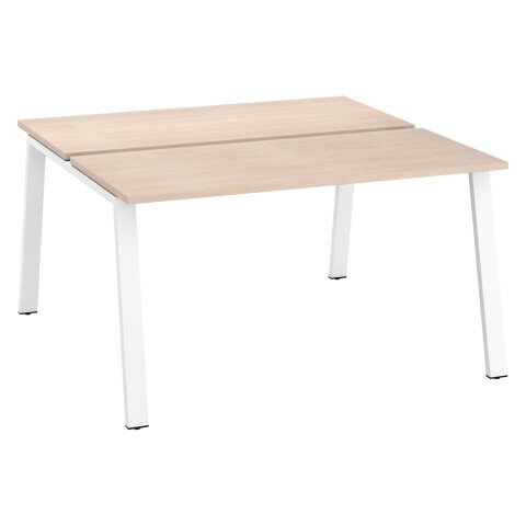 Conjunto de 2 mesas Ecla roble claro An 140 x Fon 60 cm patas metal blancas - elemento inicial