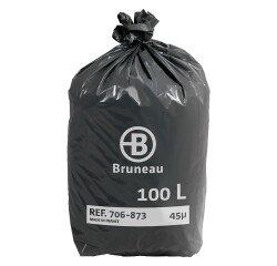 Bolsas de basura sin Autocierre Bruneau 45 micras 100L - Paquete de 200 bolsas