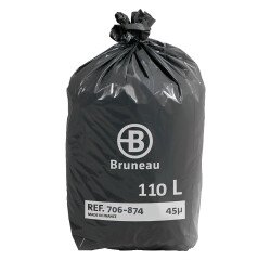 Bolsas de basura sin Autocierre Bruneau 45 micras 110L - Paquete de 200 bolsas