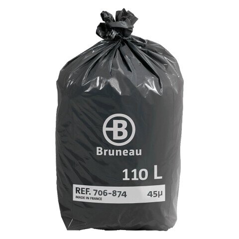 Bolsas de basura sin Autocierre Bruneau 45 micras 110L - Paquete de 200 bolsas