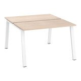 Pôle de 2 bureaux droits chêne clair L 120 x P 60 cm, piétement métal - Arch