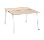 Pôle de 2 bureaux droits chêne clair L 120 x P 126 cm, piétement métal - Arch