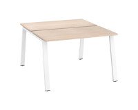 Satz von 2 Arbeitstischen ECLA helle Eiche B 120 x T 60 cm metallenes Gestell Ausführung in weiß