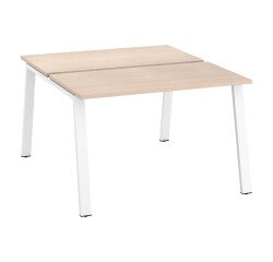 Pôle de 2 bureaux droits chêne clair L 120 x P 60 cm, piétement métal - Arch