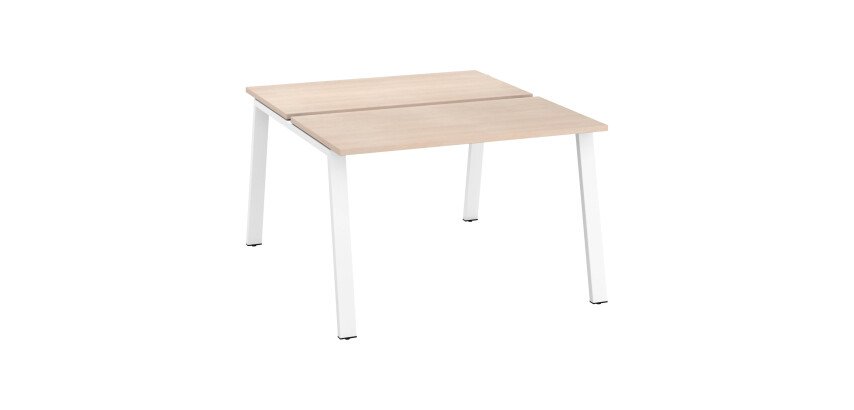 Pôle de 2 bureaux droits chêne clair L 120 x P 126 cm, piétement métal - Arch