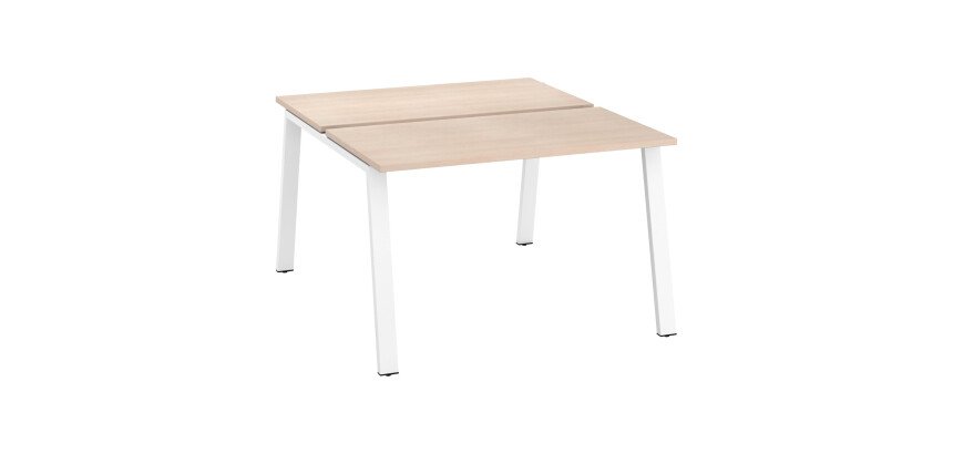 Pôle de 2 bureaux droits chêne clair L 120 x P 126 cm, piétement métal - Arch