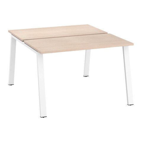 Conjunto de 2 mesas Ecla roble claro An 120 x Fon 60 cm patas metal blancas - elemento inicial