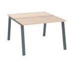 Island of 2 desks ECLA light oak W 120 x D 60 cm with metallic undercarriage 