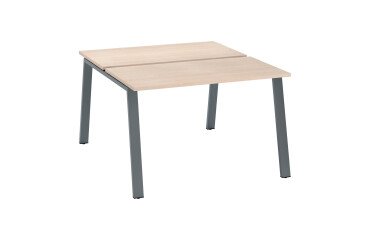 Island of 2 desks ECLA light oak W 120 x D 60 cm with metallic undercarriage 
