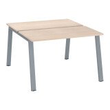 Pôle de 2 bureaux droits chêne clair L 120 x P 60 cm, piétement métal - Arch