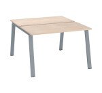 Island of 2 desks ECLA light oak W 120 x D 60 cm with metallic undercarriage 