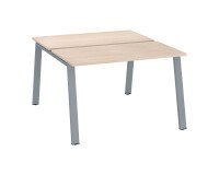 Satz von 2 Arbeitstischen ECLA helle Eiche B 120 x T 60 cm metallenes Gestell Ausführung in Aluminium