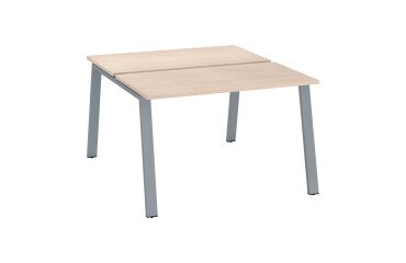 Island of 2 desks ECLA light oak W 120 x D 60 cm with metallic undercarriage 