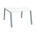 Island of 2 desks ECLA white W 120 x D 60 cm with metallic undercarriage 