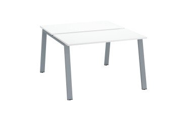 Eiland van 2 werkposten ECLA wit B 120 x D 60 cm met metalen onderstel