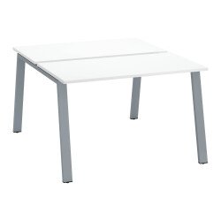 Pôle de 2 bureaux droits blanc L 120 x P 60 cm, piétement métal - Arch