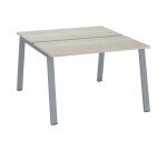 Island of 2 desks ECLA grey oak W 120 x D 60 cm with metallic undercarriage 