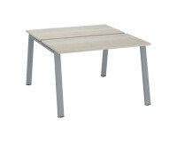 Pôle de 2 bureaux ECLA chêne gris L 120 x P 60 cm piètement métal