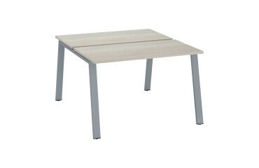 Island of 2 desks ECLA grey oak W 120 x D 60 cm with metallic undercarriage 