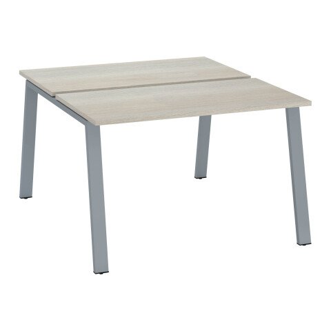Conjunto de 2 mesas Ecla roble gris An 120 x Fon 60 cm patas metal aluminio - elemento inicial