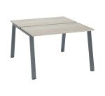 Island of 2 desks ECLA grey oak W 120 x D 60 cm with metallic undercarriage 