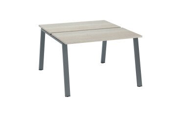 Island of 2 desks ECLA grey oak W 120 x D 60 cm with metallic undercarriage 