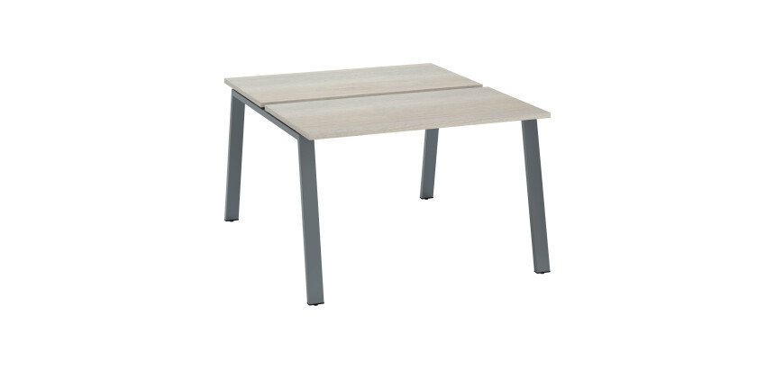 Pôle de 2 bureaux droits chêne gris L 120 x P 126 cm piétement métal - Arch