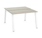 Pôle de 2 bureaux droits chêne gris L 120 x P 126 cm piétement métal - Arch