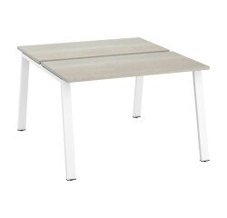 Pôle de 2 bureaux droits chêne gris L 120 x P 60 cm piétement métal - Arch