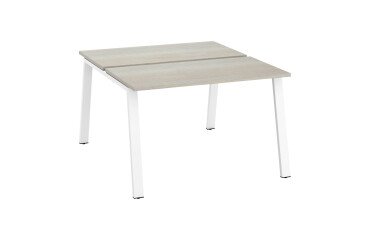 Eiland van 2 werkposten ECLA grijze eik B 120 x D 60 cm met metalen onderstel