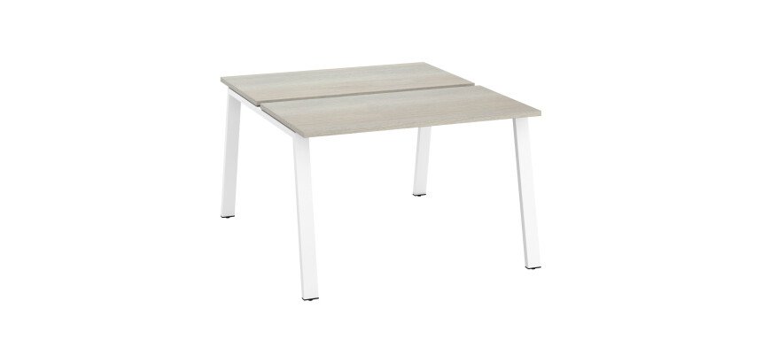 Pôle de 2 bureaux droits chêne gris L 120 x P 126 cm piétement métal - Arch