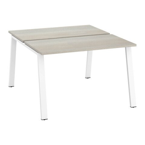 Conjunto de 2 mesas Ecla roble gris An 120 x Fon 60 cm patas metal blancas - elemento inicial