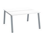 Island of 2 desks ECLA white W 140 x D 60 cm with metallic undercarriage 