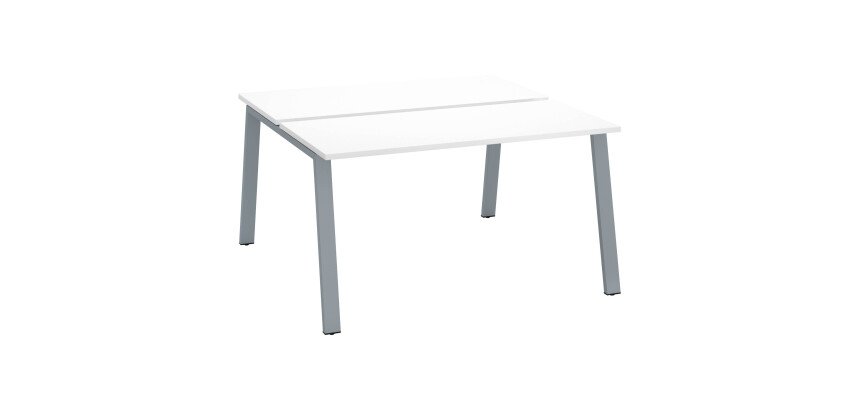 Pôle de 2 bureaux droits blanc L 140 x P 126 cm, piétement métal - Arch