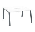 Island of 2 desks ECLA white W 140 x D 60 cm with metallic undercarriage 