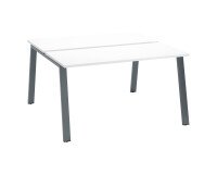 Island of 2 desks ECLA white W 140 x D 60 cm with metallic undercarriage finish in anthracite