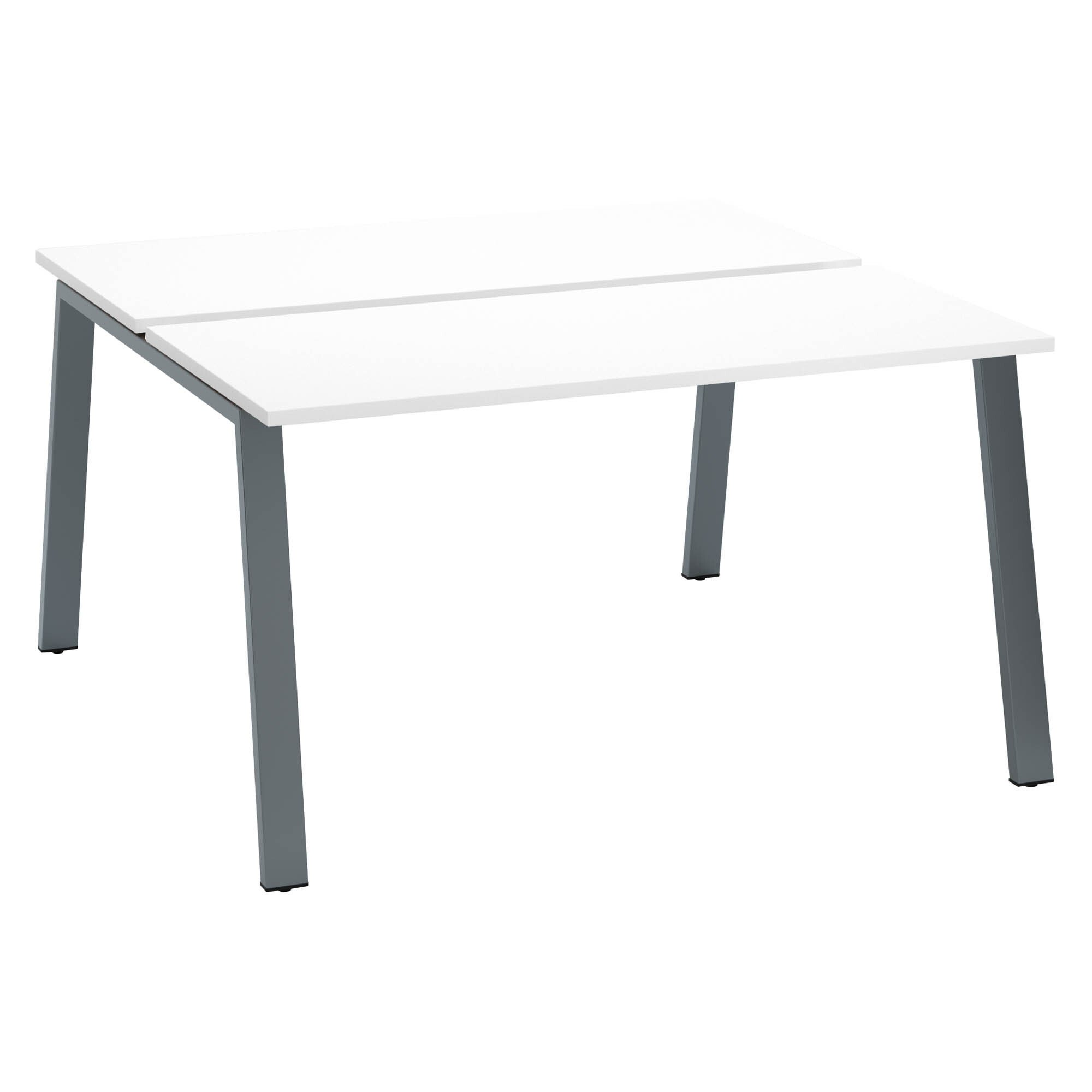 Pôle de 2 bureaux droits blanc L 140 x P 60 cm, piétement métal - Arch