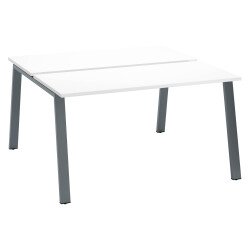 Pôle de 2 bureaux droits blanc L 140 x P 60 cm, piétement métal - Arch