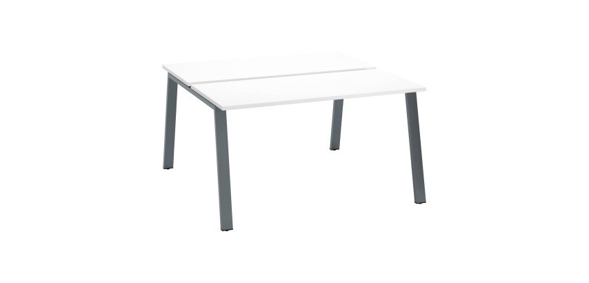 Pôle de 2 bureaux droits blanc L 140 x P 126 cm, piétement métal - Arch