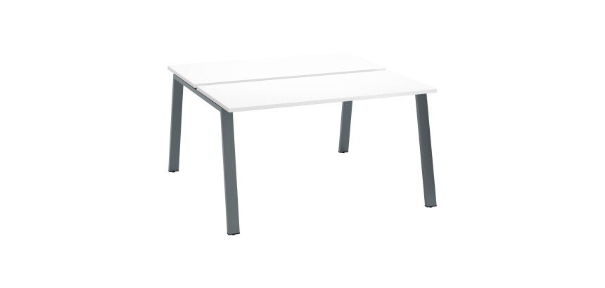 Island of 2 desks ECLA white W 140 x D 60 cm with metallic undercarriage 